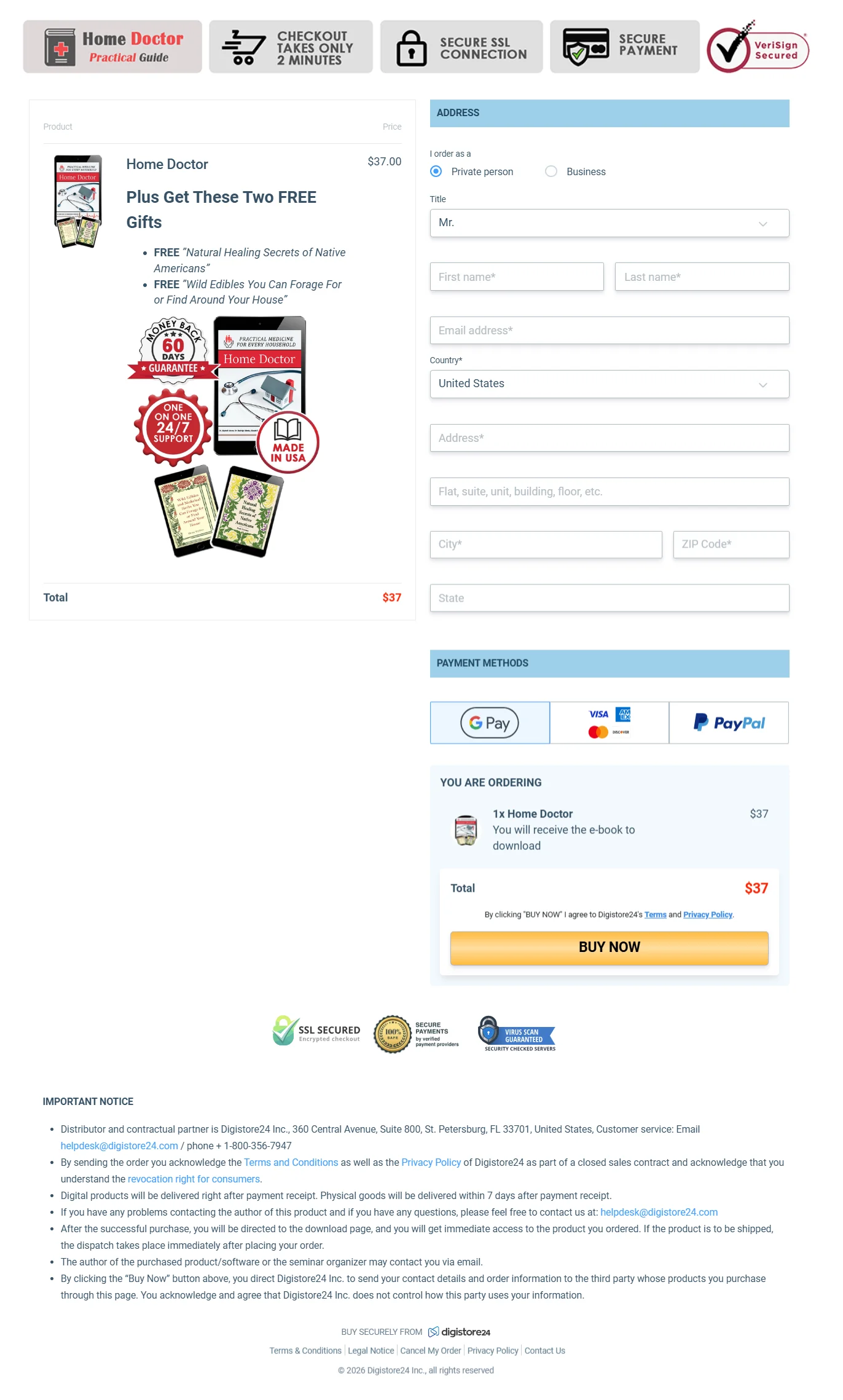 Home Doctor Book order page